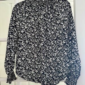 LOFT Black and White Floral Blouse